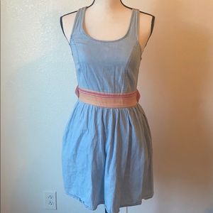 Denim skater mini dress with open back